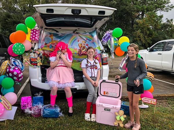 Car and children decorated for Trunk or Treat