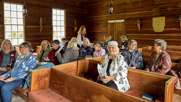 Women gather in the Moss Hill church