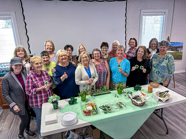 Group of women with St Patrick Day decorations