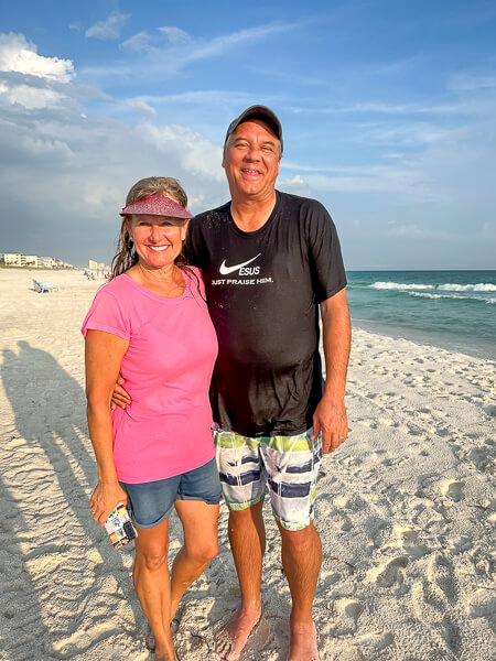 Pastor Brad and wife Jill at Gulf of Mexico baptism 2023
