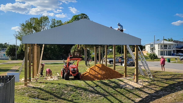 Pavilion construction in progress