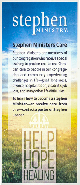 Pew card explains describes a Stephen Ministry.