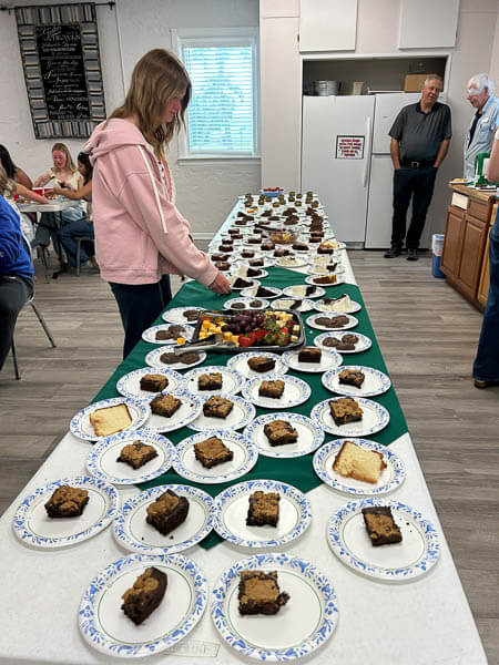 Deserts on a table in the fellowship hall