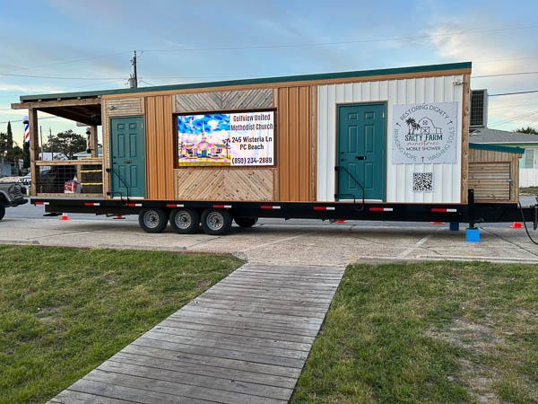 Salty Farms new trailer for showers and haircuts