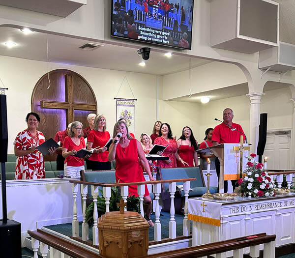 Musicians and singers perform on Pentecost Sunday 2026